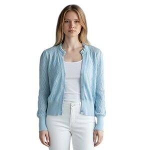 French Connection Forget Me Not‎ Light Blue Spring/Summer Cardigan - Large - NWT